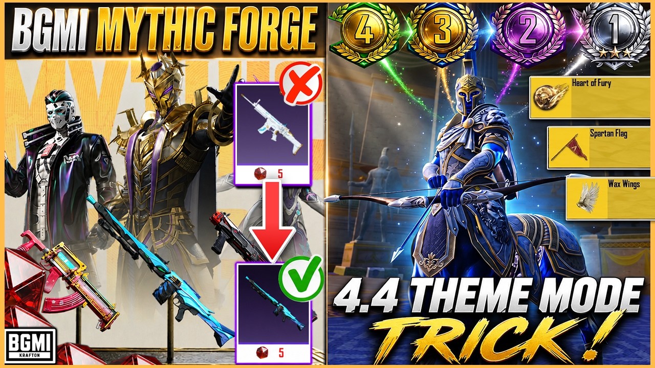 🔥 BGMI 4.4 NO SCAR-L SKIN IN MYTHIC FORGE? || 50+ TIPS TRICK FOR HERO'S CROWN THEME MODE.