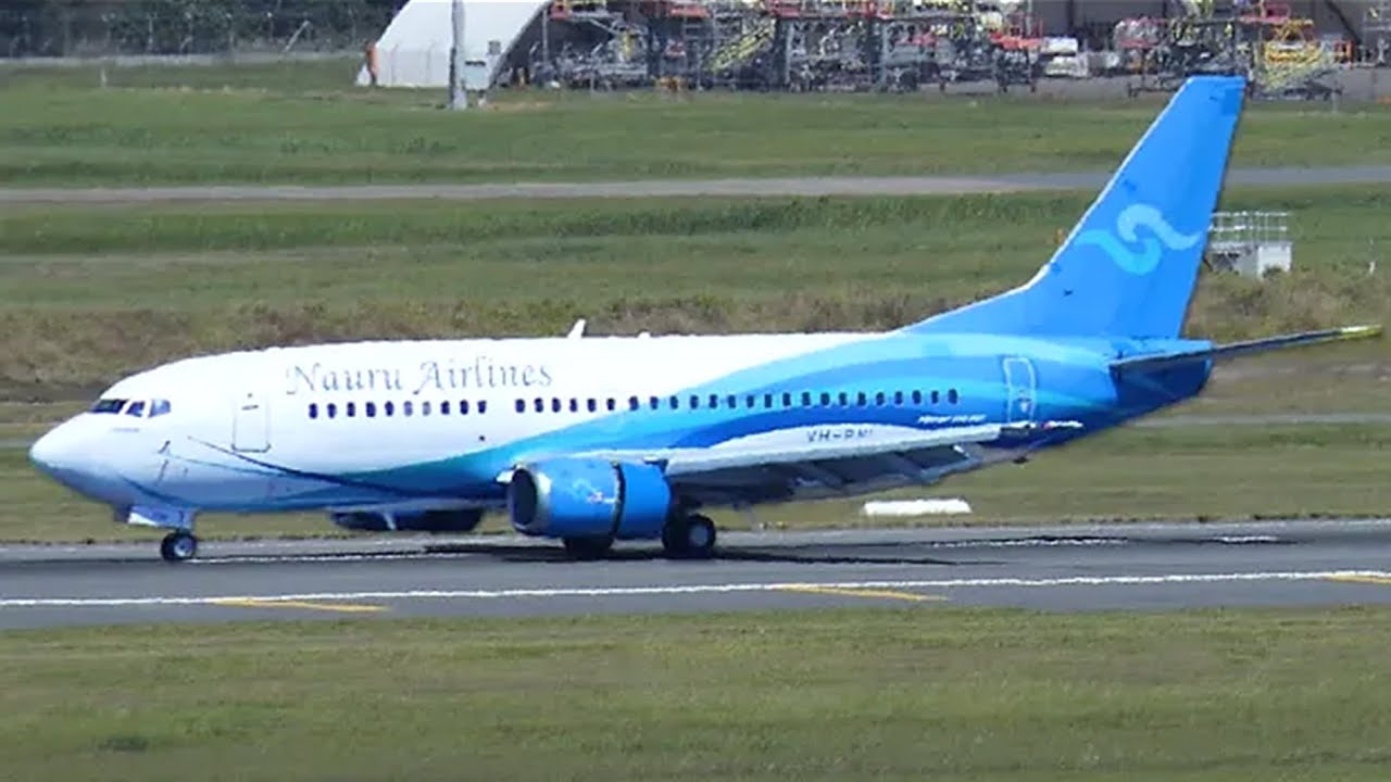 Nauru Airlines Boeing 737-36N VH-PNI Landing at Brisbane airport (4K)