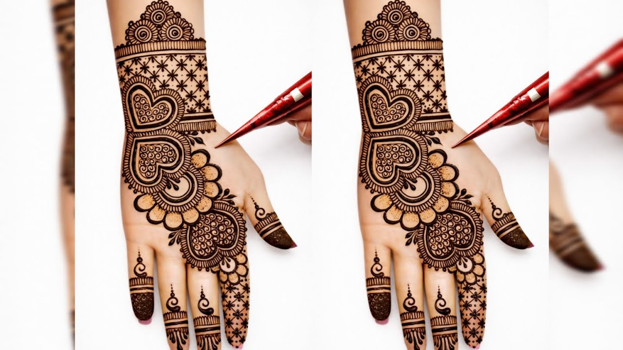 Heart shape mehndi design 🌿💖#mehndi #hennadesign #letestvideo.  