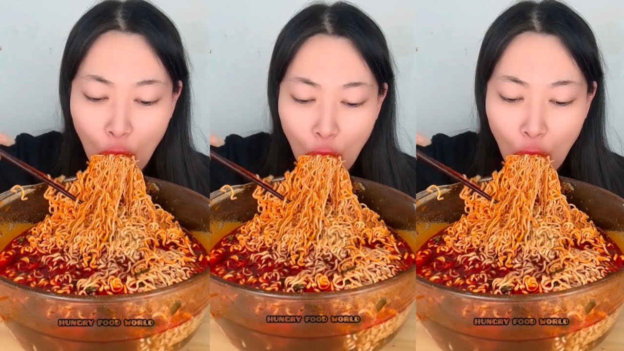Unlimited Spicy Noodles Eating 🤤😋 #mukbang #eating 