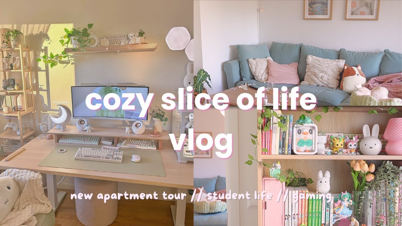 кусочек жизни влога ☕♡ день дома интроверта, новая квартира, уютные игры, учёба