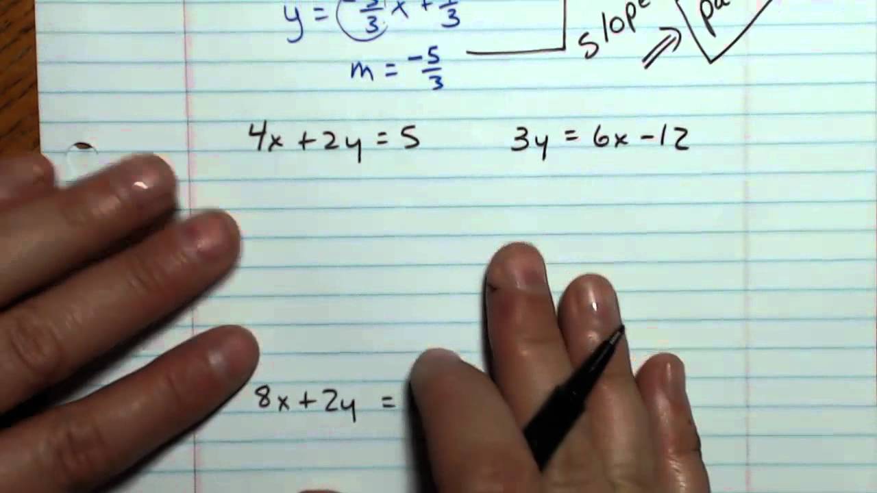 Section 7.4  Determine whether lines are parallel, perpendicular or neither from equations