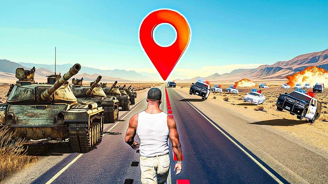 Crossing GTA 5 in a straight line but wanted level increases