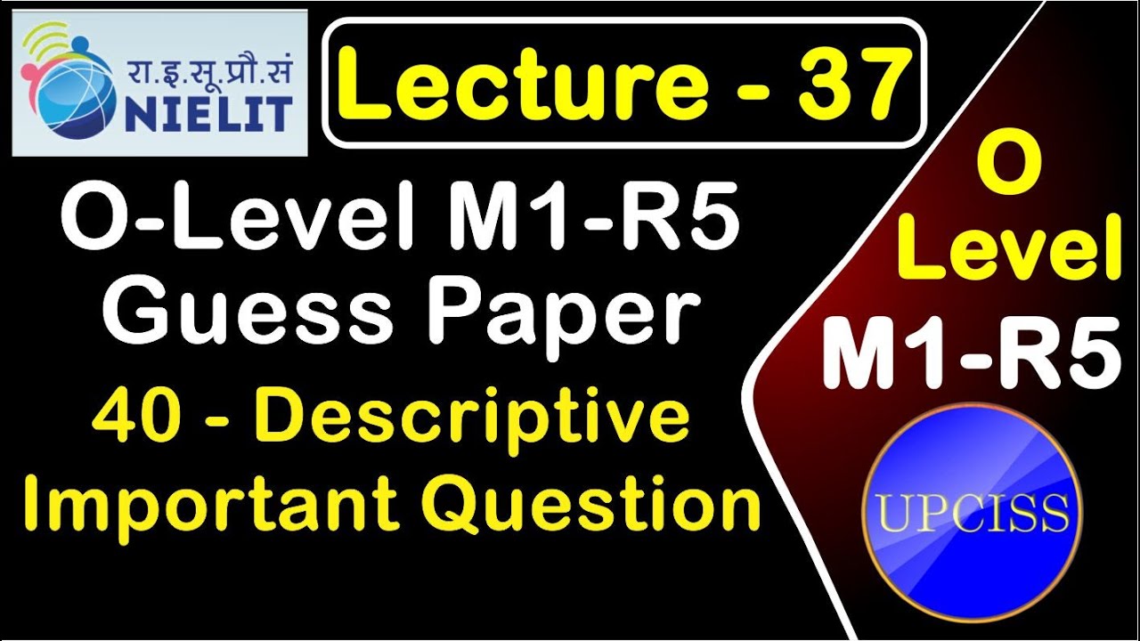 O Level M1 R5 | Guess Paper descriptive Important Question with Answer | Lecture 37