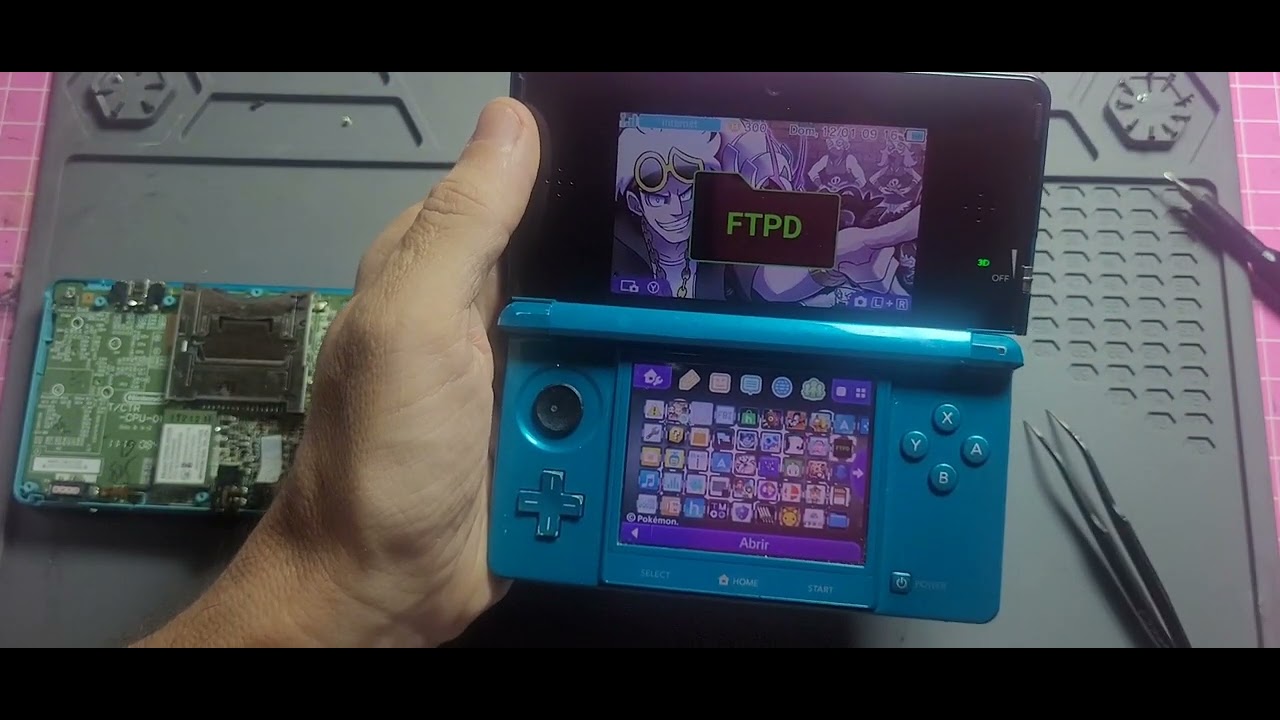 Nintendo 3ds, acende o led azul e desliga após 3 segundos.