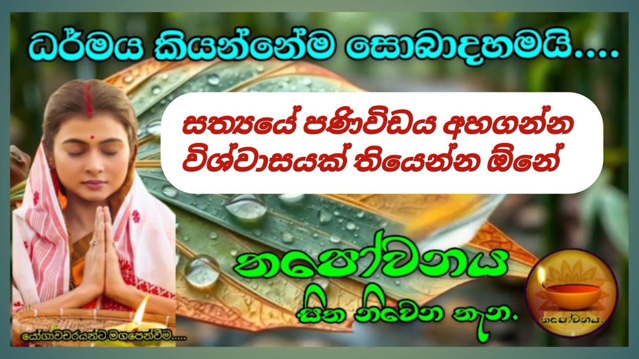 ධර්මයෙන් සැනසෙන්න සත්‍යයේ පණිවිඩය අහන්න#Thapowanaya සිත නිවෙන තැන 🌼