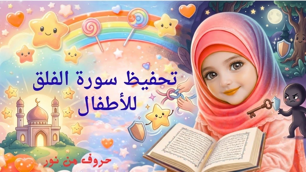 تحفيظ سورة الفلق للأطفال | تكرار سهل وبصوت نور | تعليم القرآن للصغار