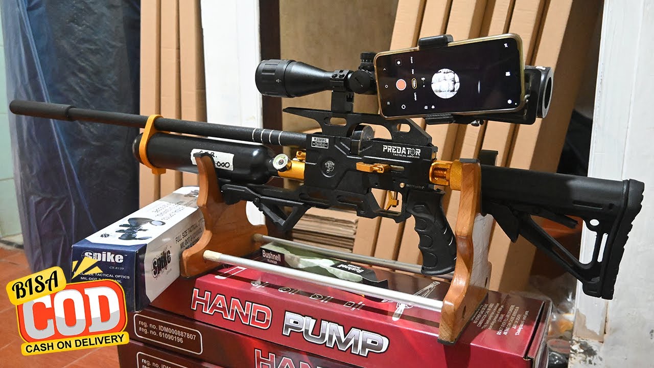 Harga senapan angin PCP BOCAP PREDATOR 500CC STR fullset lengkap dengan teleskop (UJI AKURASI JOSS)