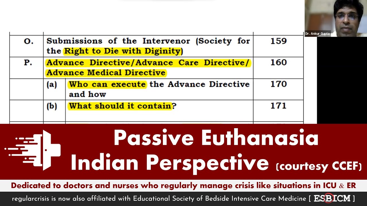 Passive Euthanasia in India Perspective  (in light of Supreme Court Verdict)