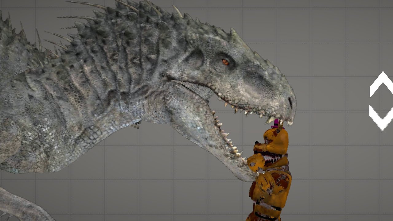Jurassic World Indominus Rex  and FNAF Nightmare Fredbear MOD in Melon Playground 