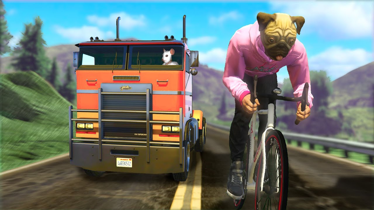 bicycles vs trucks went poorly (GTA 5 FUNNY MOMENTS)