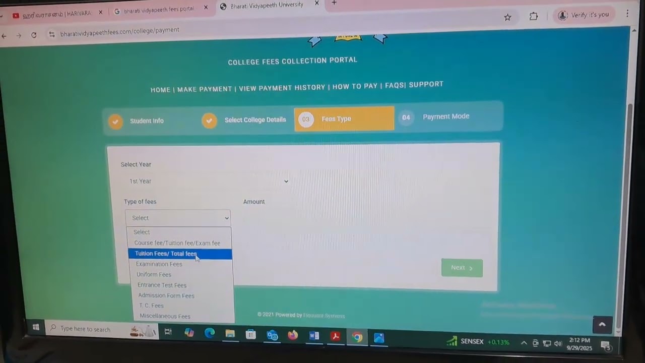 How to pays fees on Bharati Vidyapeeth fees Portal