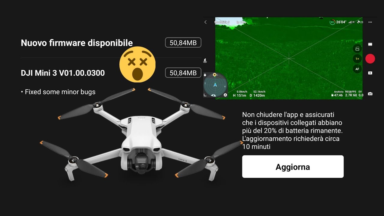 DJI MINI 3; TEST NUOVO AGGIORNAMENTO FIRMWARE V01.00.0300 | CI SARANNO BUG E RESTRIZIONI? VEDIAMO!!