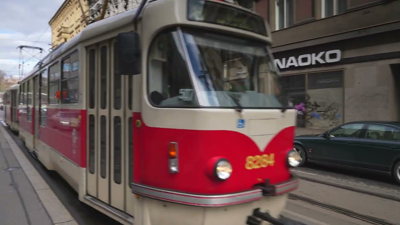 Czech Republic, Prague, tram 6 ride from Dlouhá třída to Náměstí Republiky