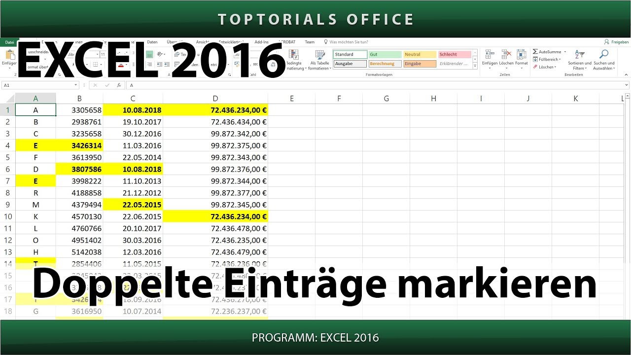 Doppelte Eintr&auml;ge markieren (Excel)