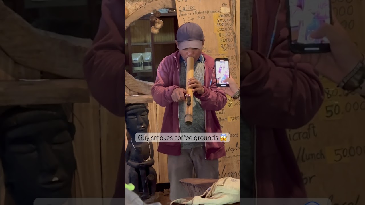 Guy smokes coffee grounds 😱 #smoking #smoke #coffee #bong