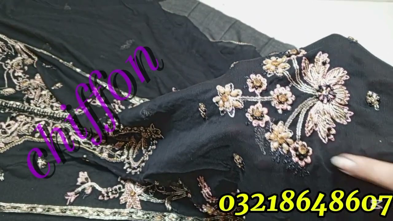 Luxury Chiffon Partywear| Fancy Embellished Embroidered Pearls, Stone work 3 piece| @brandedlahore