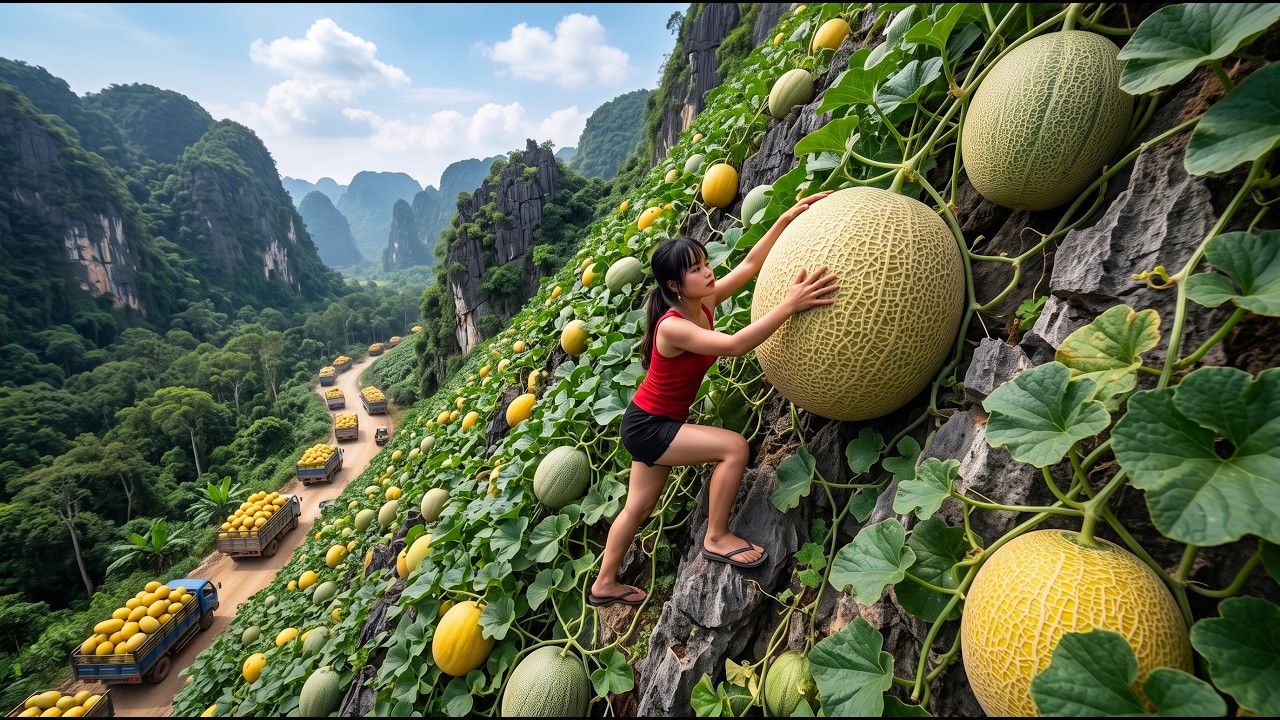 Harvesting GIANT Cantaloupe on the Mountainside & Taking Them to Market to Sell | Rural Life