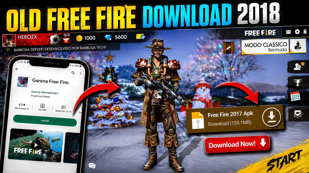 Download Old Free Fire 2018 🔥 100% Working APK🤯