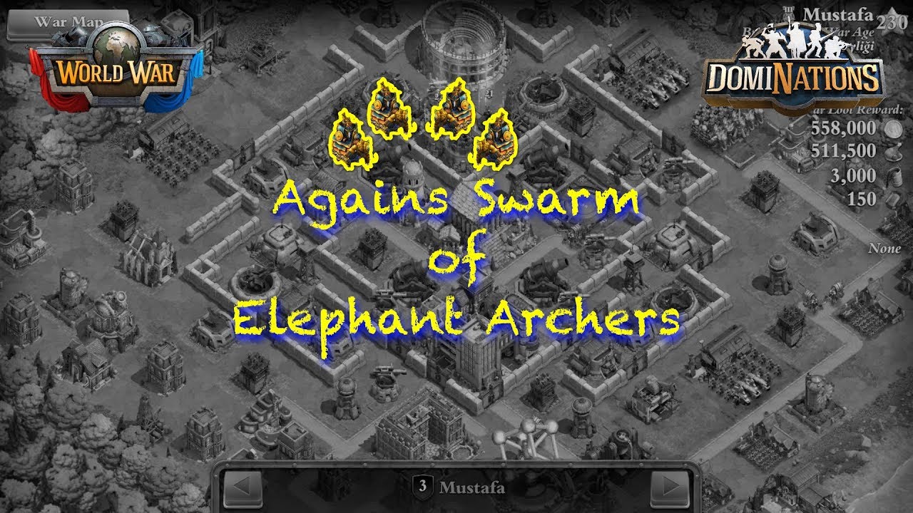 DomiNations Attack vs Mustafa | L230 | Türk Beyligi | Swarm of Elephant Archers | 2018.02.27