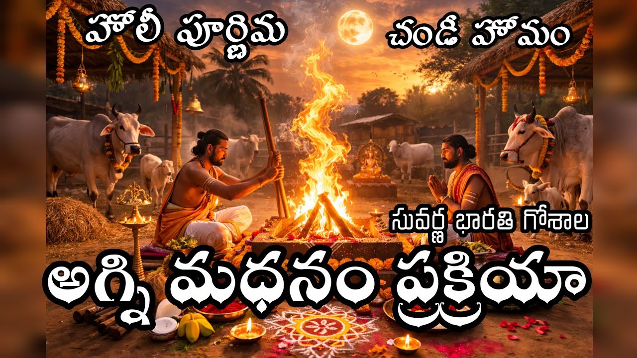 అగ్ని మధనం ప్రక్రియా: సువర్ణ భారతి గోశాలలో హోలీ పూర్ణిమ సందర్భంగా చండీ హోమం | JagadguruTV