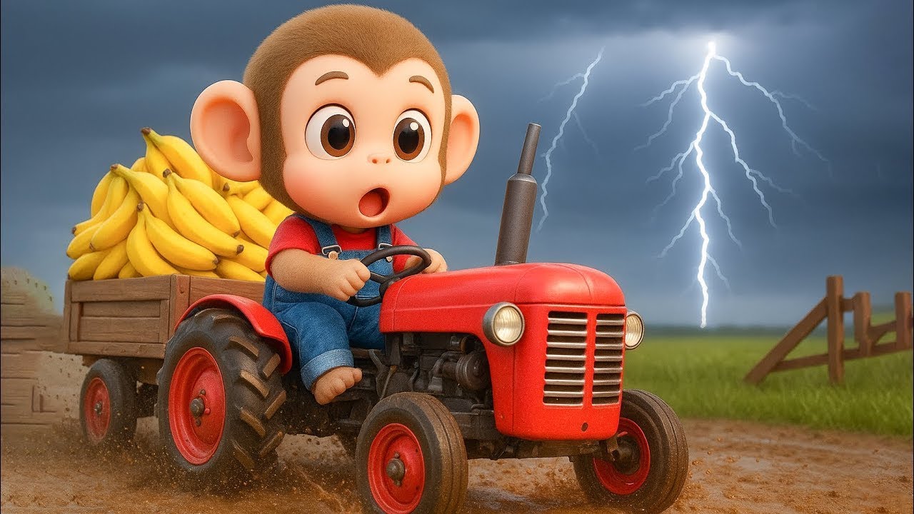 Monkey Farmer Drives Tractor to Harvest Bananas! Amazing Farm Work
