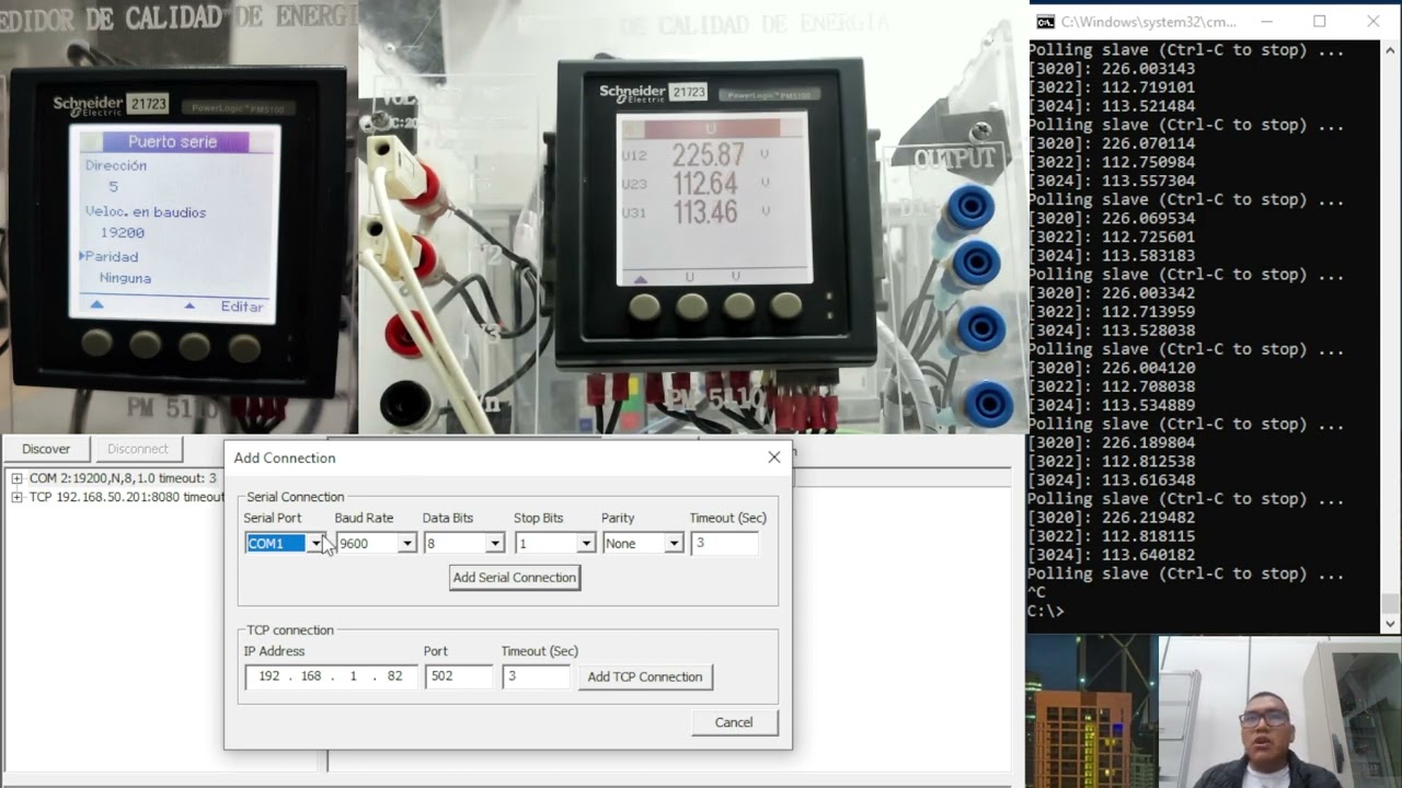Modbus RTU RS485  con Medidor de Calidad de Energía PM5110