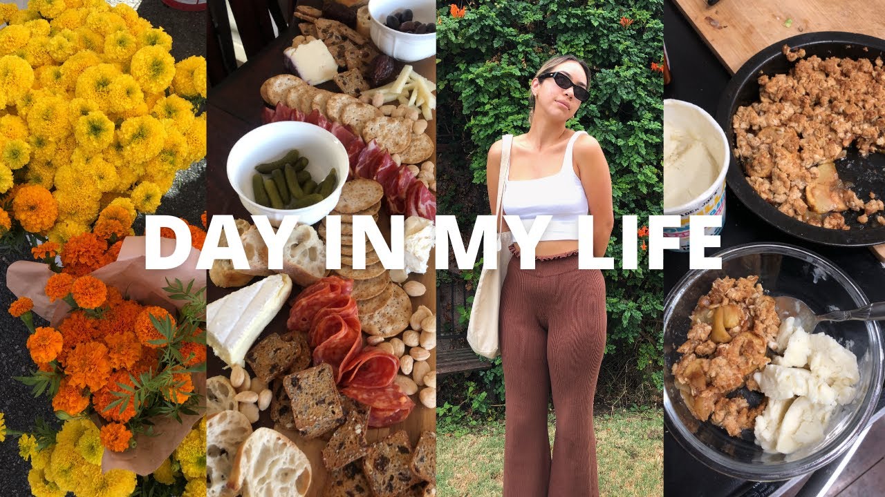 vlog: sunday farmers market, charcuterie board guide and my apple crisp recipe!