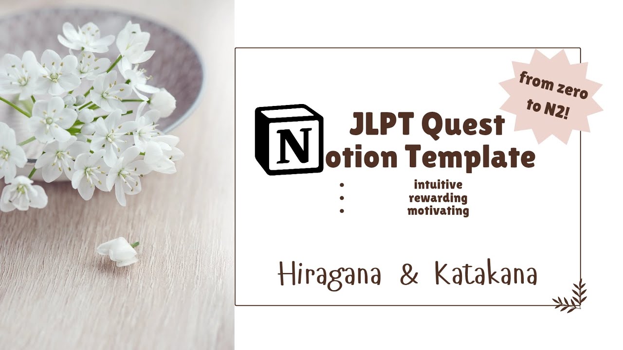 Hiragana and Katakana: Japanese Language Proficiency Test (JLPT) (from zero to N2!) Notion Template