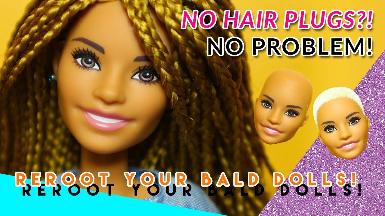 DIY How To Reroot a Bald Doll with No Hair Plugs - Doll Hairstyles - OOAK - Barbie | TUTORIAL
