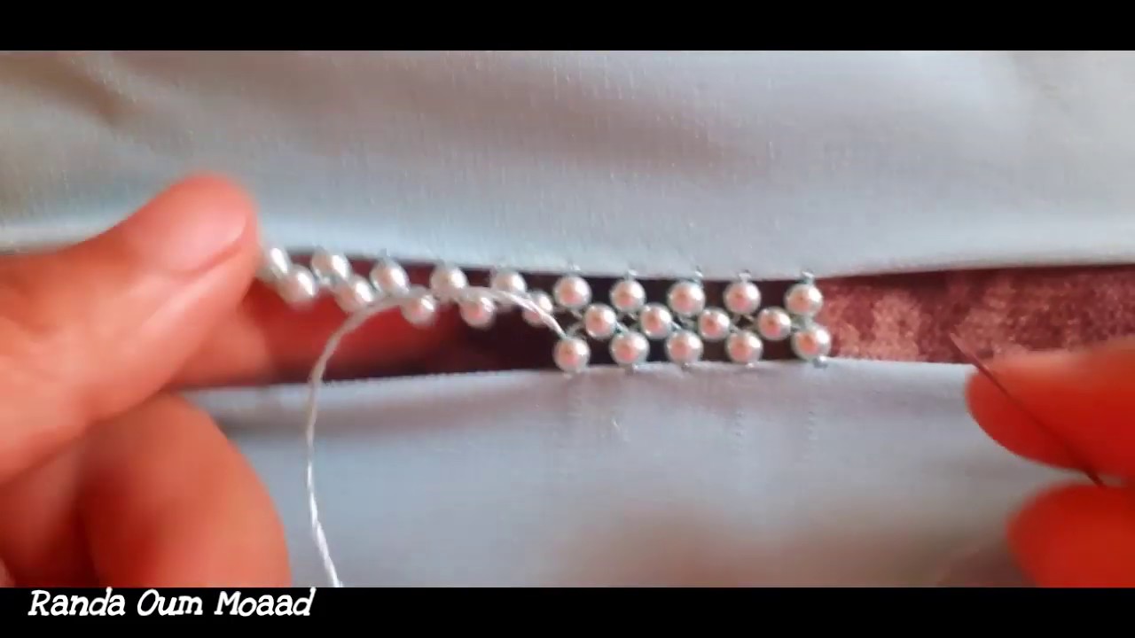 ملاقية بالعقيق سهلة وبسيطة في التطبيق أنيقة في الجلابة أو القفطان hand emroidery with pearl