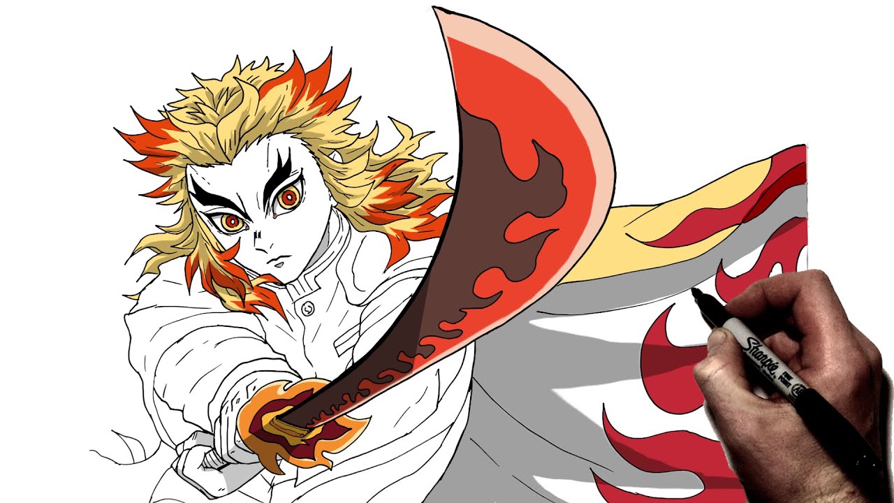 How To Draw Rengoku (Blade) | Step By Step | Demon Slayer