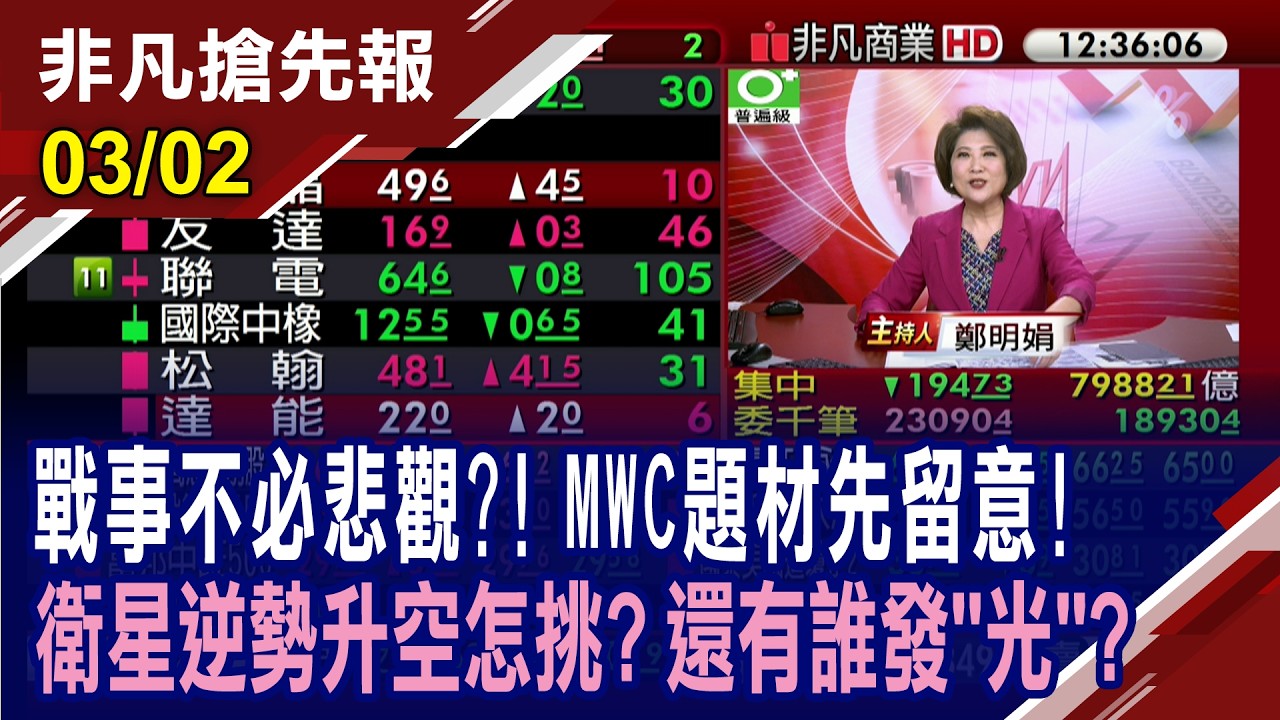 【戰事不必悲觀?! MWC題材先留意! 衛星逆勢升空怎挑? 還有誰發