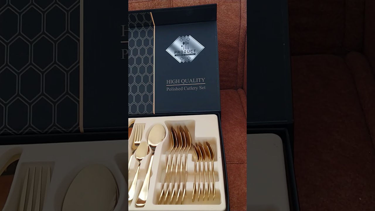 Golden cutlery set for 6 persons, 24 pieces
