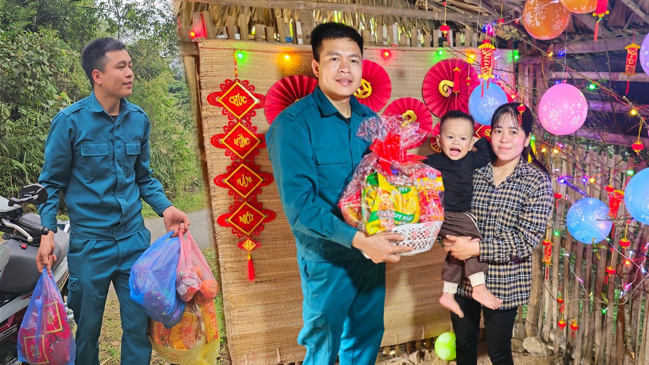 The police gave gifts to the single mother and helped decorate her house for the Lunar New Year.
