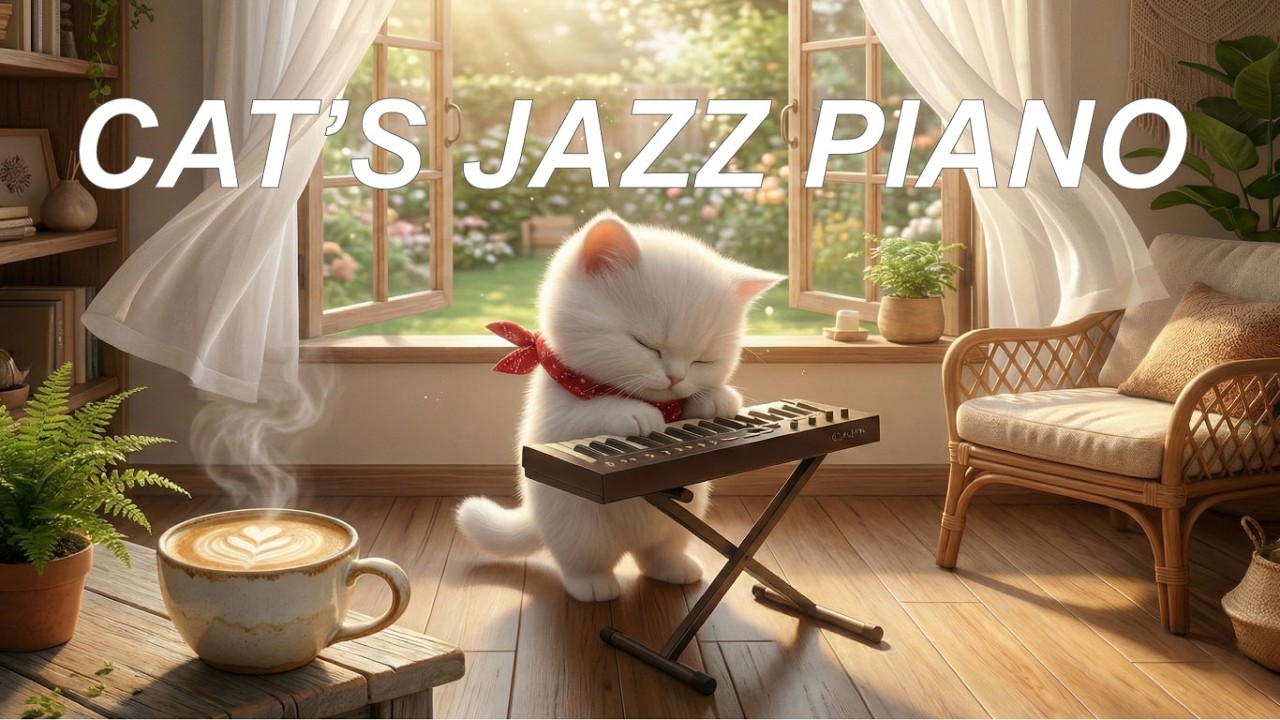 【無廣告BGM】Cat's Jazz Piano Music - Morning Cafe Background Chill Out Music - 讀書的音樂 - 工作的音樂 - 放鬆的音樂
