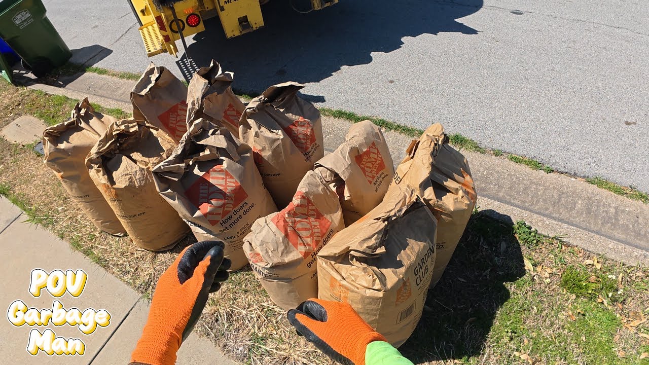 The Garbage Man in Rear Loader Truck POV | 4K Full HD ASMR