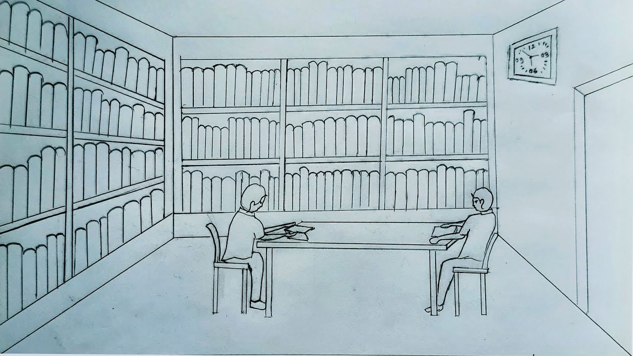 How to draw library step by step (very easy) || Part 1 || Zia easy drawing