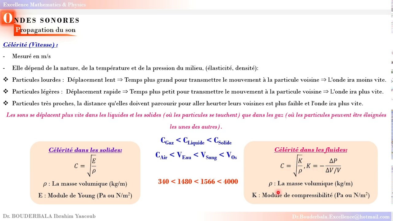 Cours : "LES ONDES SONORES"