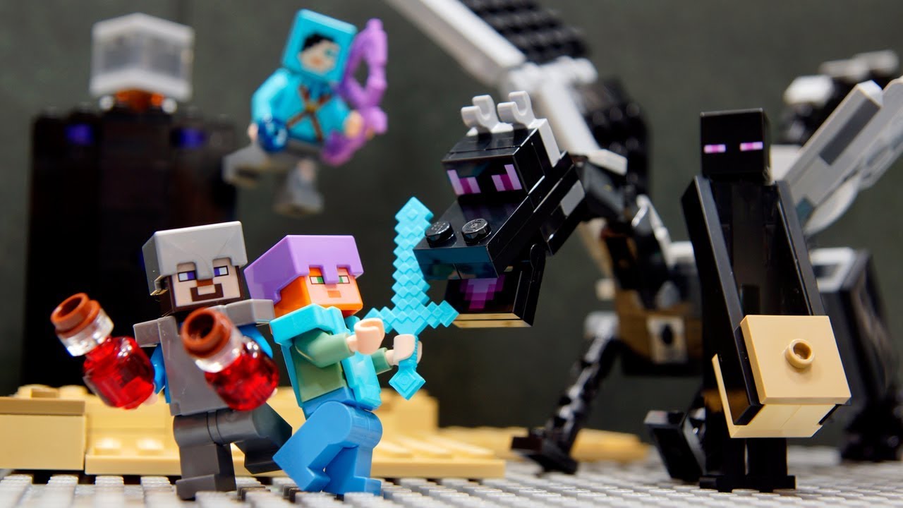 【LEGO遊び】レゴマインクラフトごっこ エンダードラゴンと対決!?ドラゴンスレイヤー登場！【アナケナ&カルちゃんのキッズアニメ】Minecraft