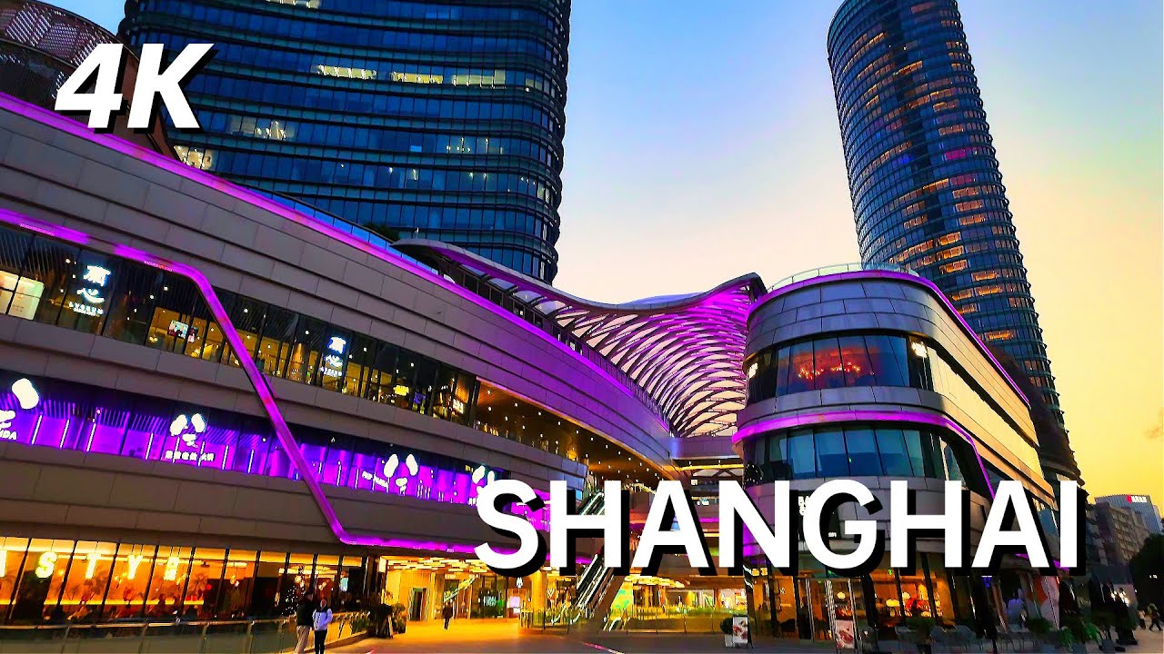 A China Sci-Fi Cyber Urban Zone, Walking Tour of Shanghai North Bund 4K