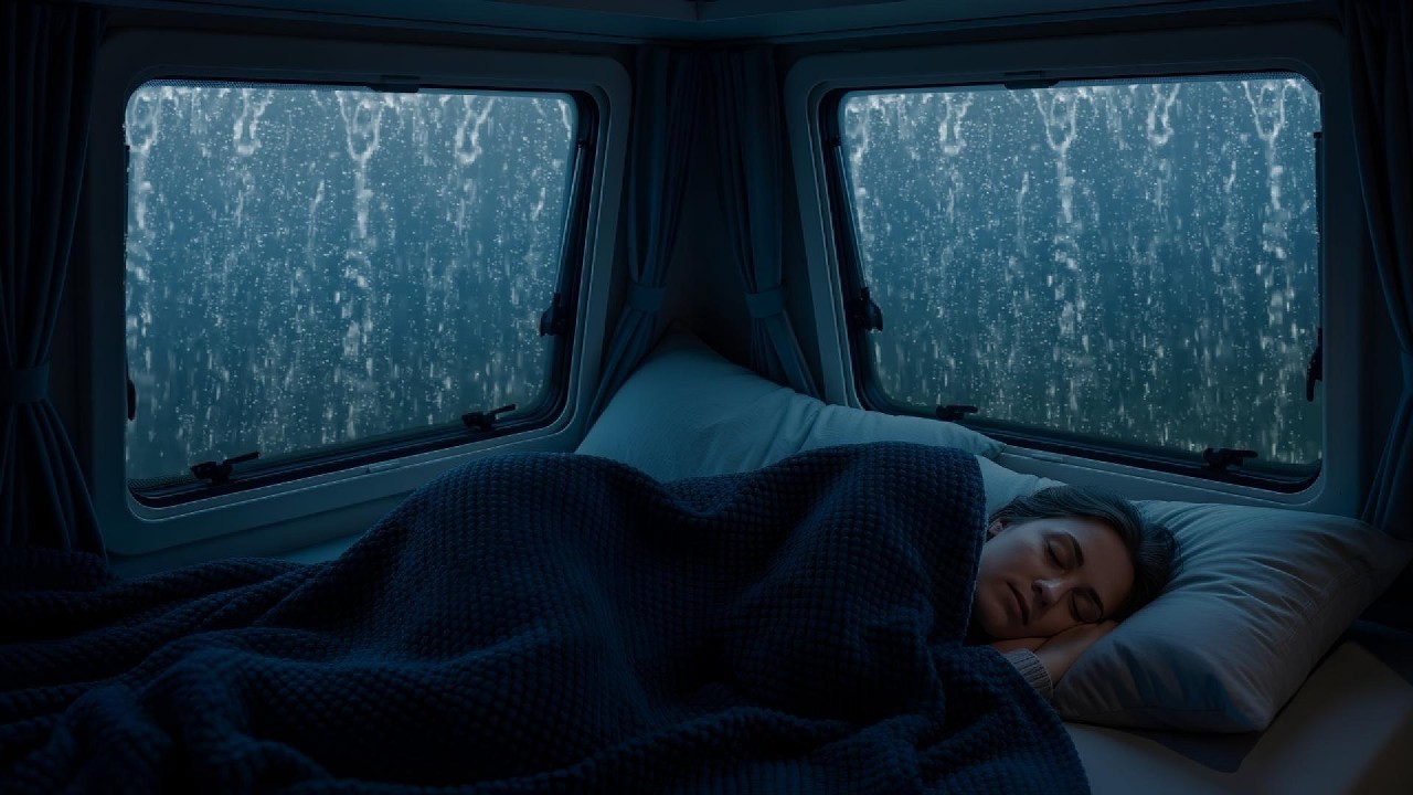 Extreme Rain on Van Roof | Relaxing Rain White Noise for Relaxing Sleep