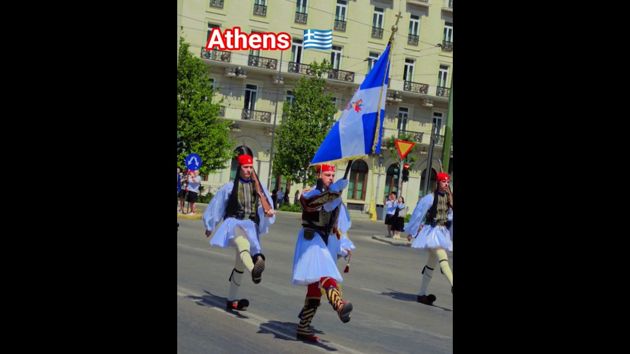 Greek guard Marching 💂&zwj;♂️ #athens #history #military #evzones #ytshorts #travel