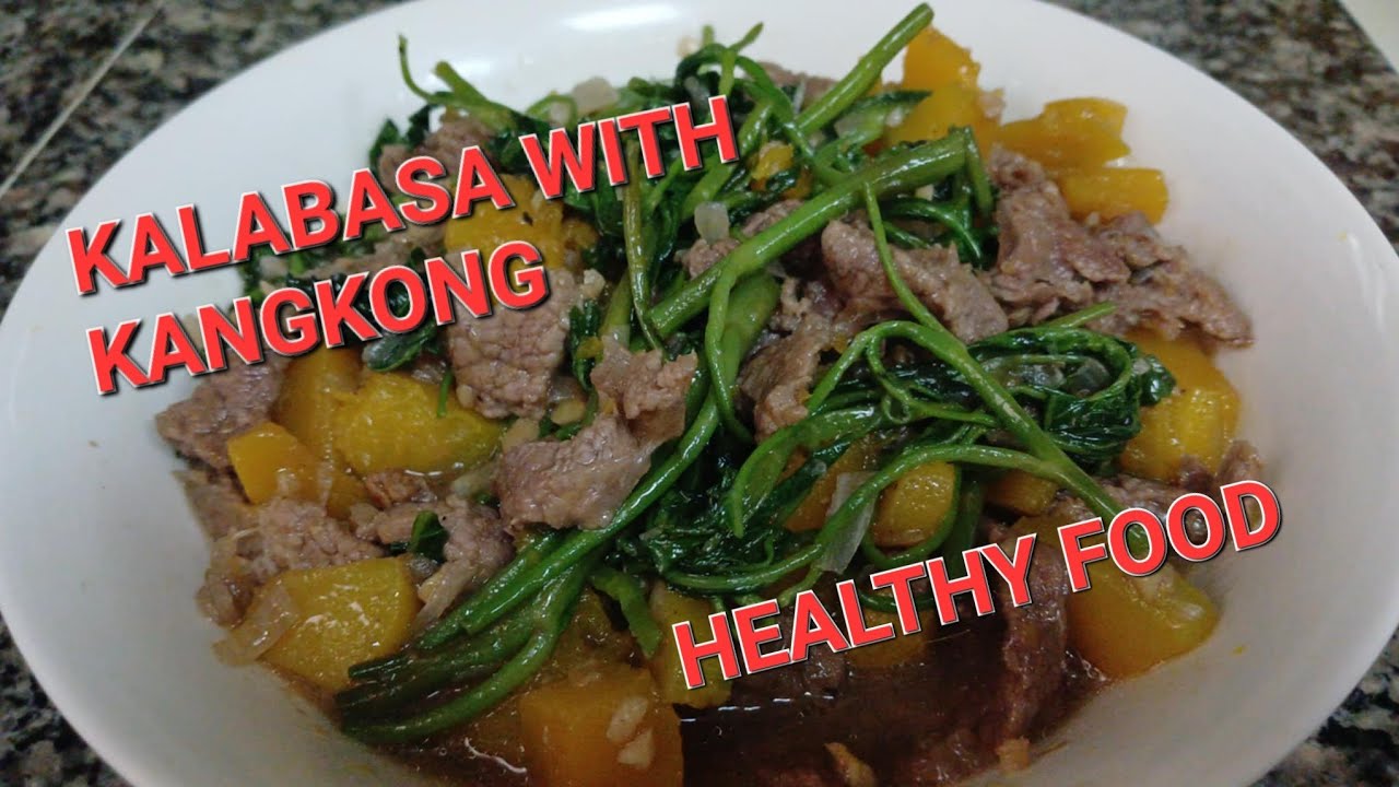 SIMPLENG LUTO NG KALABASA AT KANGKONG WITH BEEF #food #cooking  by zhenwen