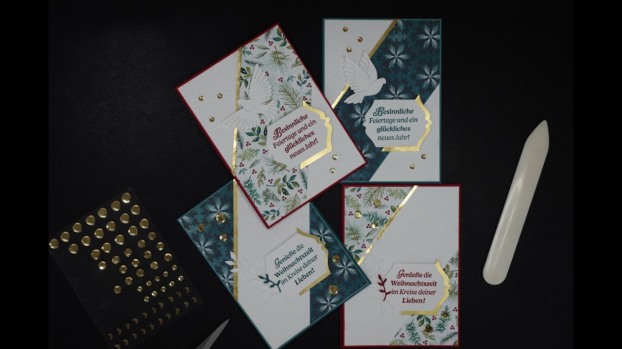 Wunderschöne Weihnachtskarte – Elegante Tannen & Flocken - Bastel-Anleitung - Stampin up