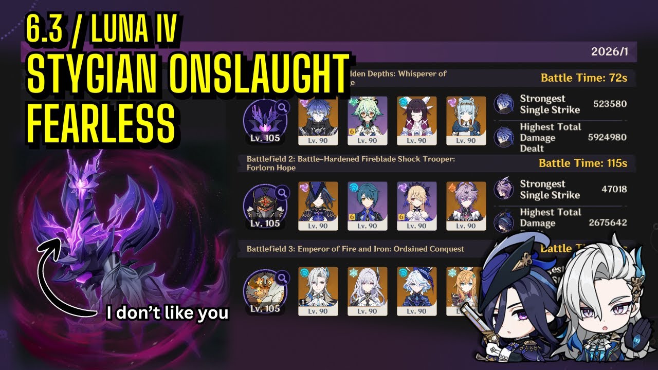 New 6.3 Stygian Onslaught Fearless | C0R1 Flins, C0R1 Clorinde, C1R1 Neuvillette