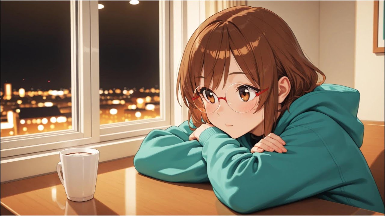 Calm Night Focus Lofi 🌙 Cozy Coffee Shop Ambience with Aiko