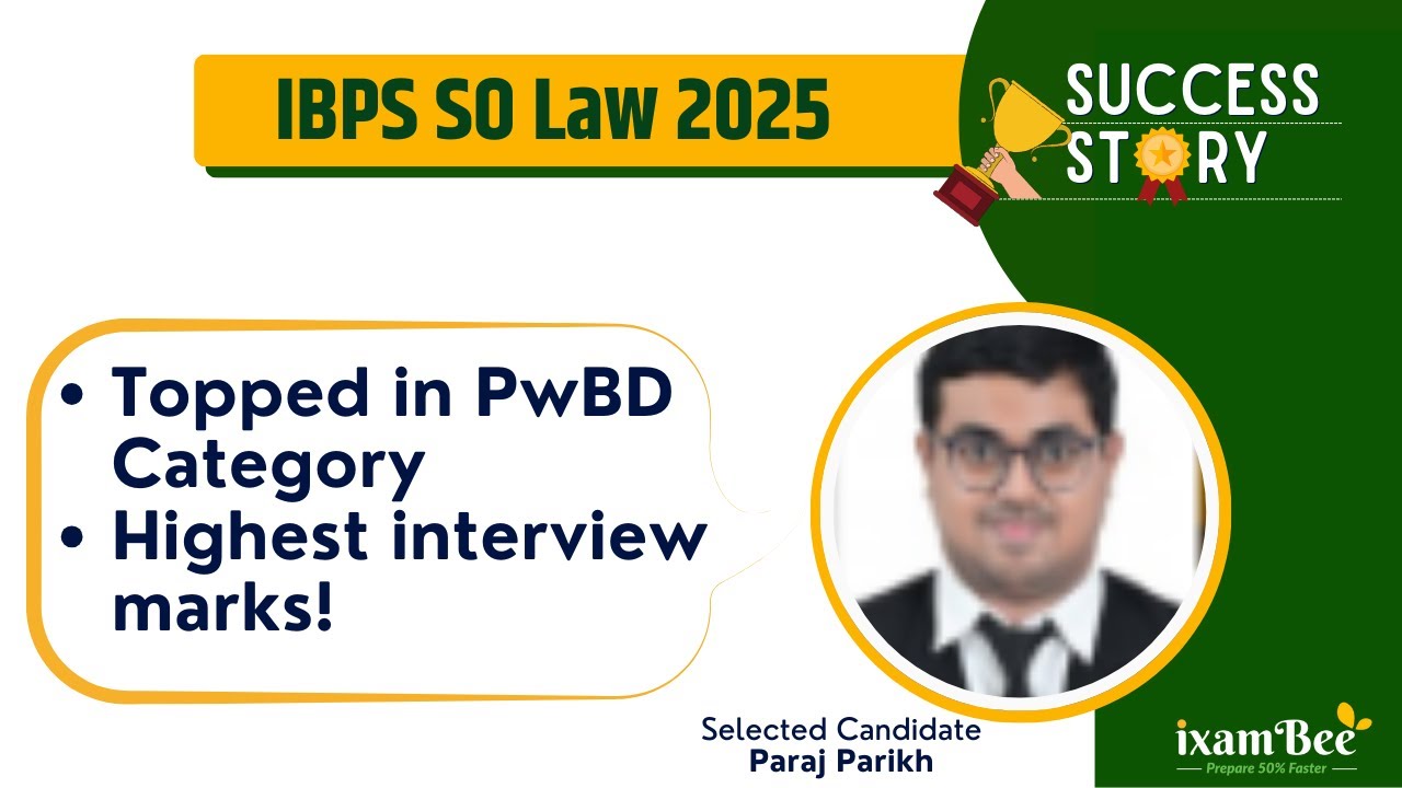 IBPS SO Law 2025 Success Story || Paraj Parikh || Topped in PwBD Category