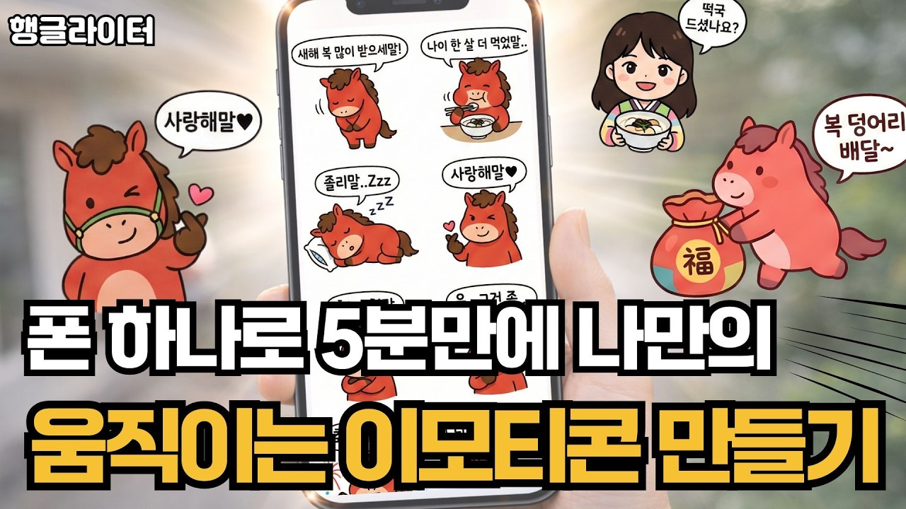 무료로 5분컷! 폰으로 나만의 '움직이는 설날 이모티콘' 만들기 (제미나이 x 그록, 프롬프트 제공)