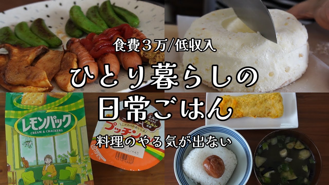 【食費3万｜低収入】日々の料理｜やる気がない｜アイスコーヒー｜自炊ルーティン｜在宅ワーク【一人暮らしの食生活】